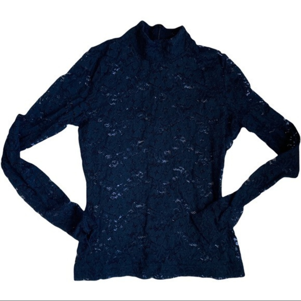 HM size XS black lace long sleeve top that zips in the back, sexy and elegant
